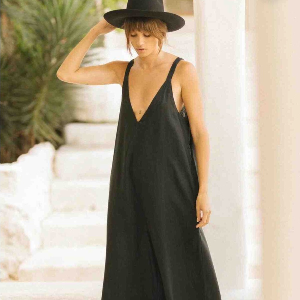 Black V-Neck Wide-Leg Jumpsuit